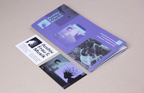 Cover of the self-promotion flyer and front and back of the business card