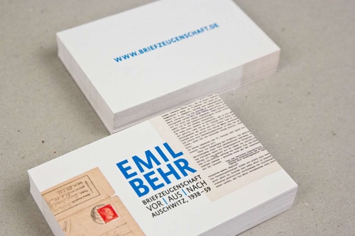 Front and back of business cards to the website