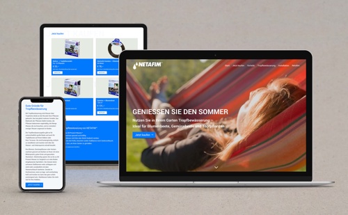 Screenshot of einfach-bewaessern.de on smartphone, tablet and laptop