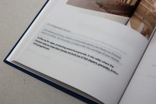 Detail shot of text overlays on pages with transparent paper