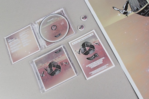 CD packaging, booklet, flyer, poster and button
