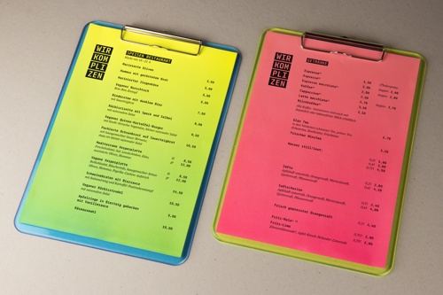 Menu on clipboards